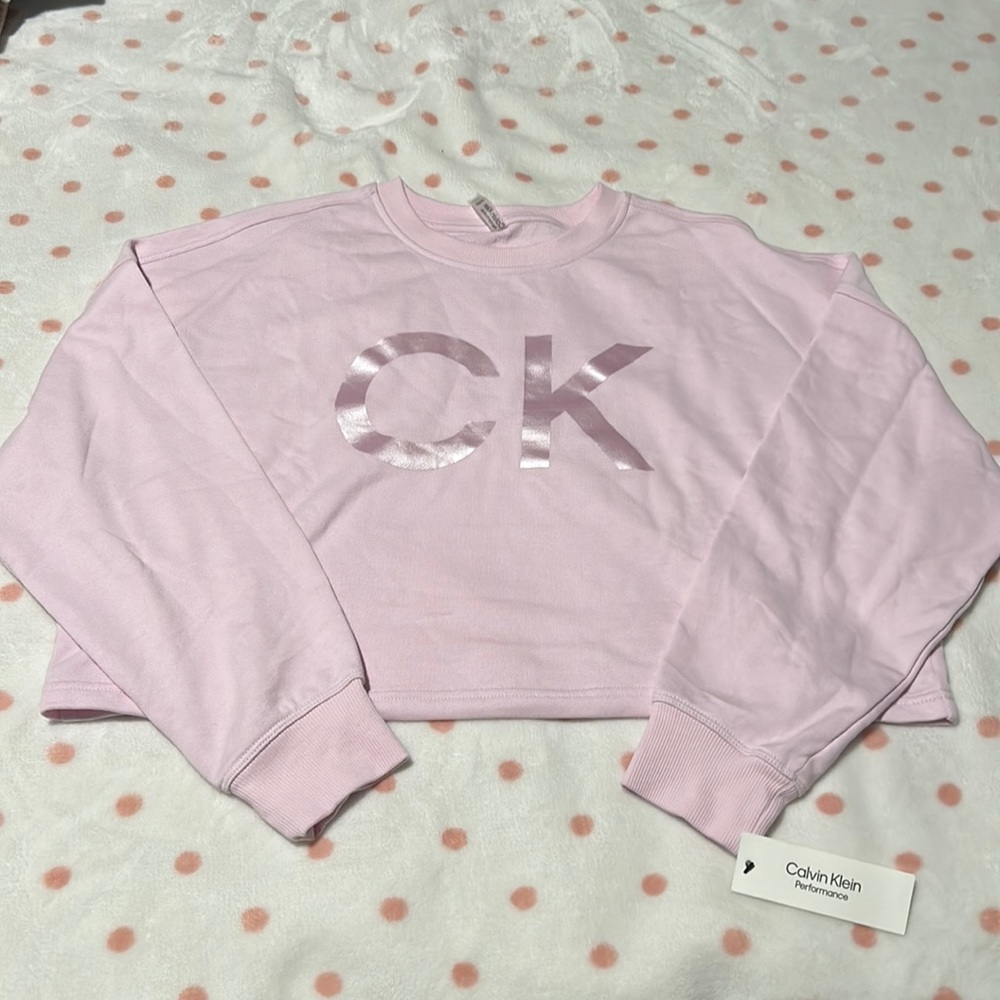 BRAND NEW Calvin Klein Pink Cropped Sweatshirt